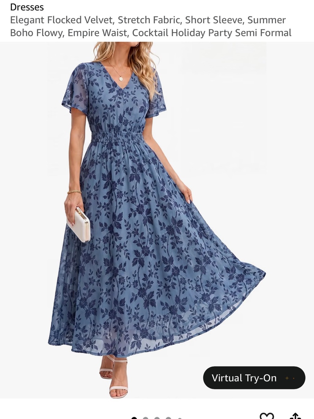 Blue Floral V-Neck Maxi Dress